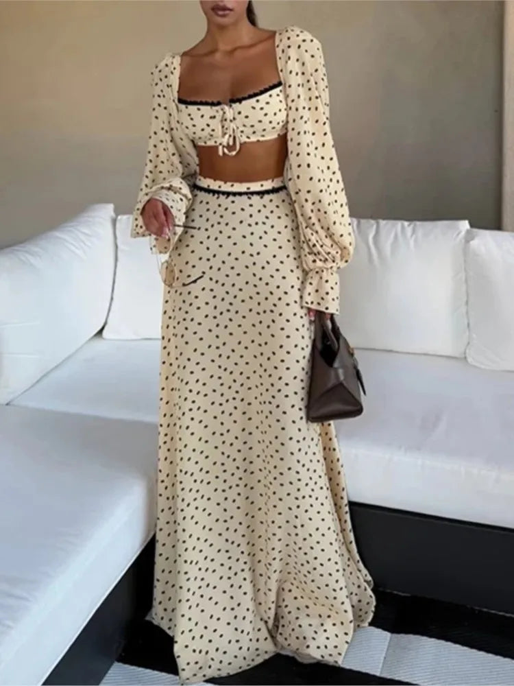 Swimwear Cover-up 2 Piece Set Women Crop Tops And Maxi Skirt Bathing Fashion Stripe Hollow Sexy Beach Cover Up Outfits