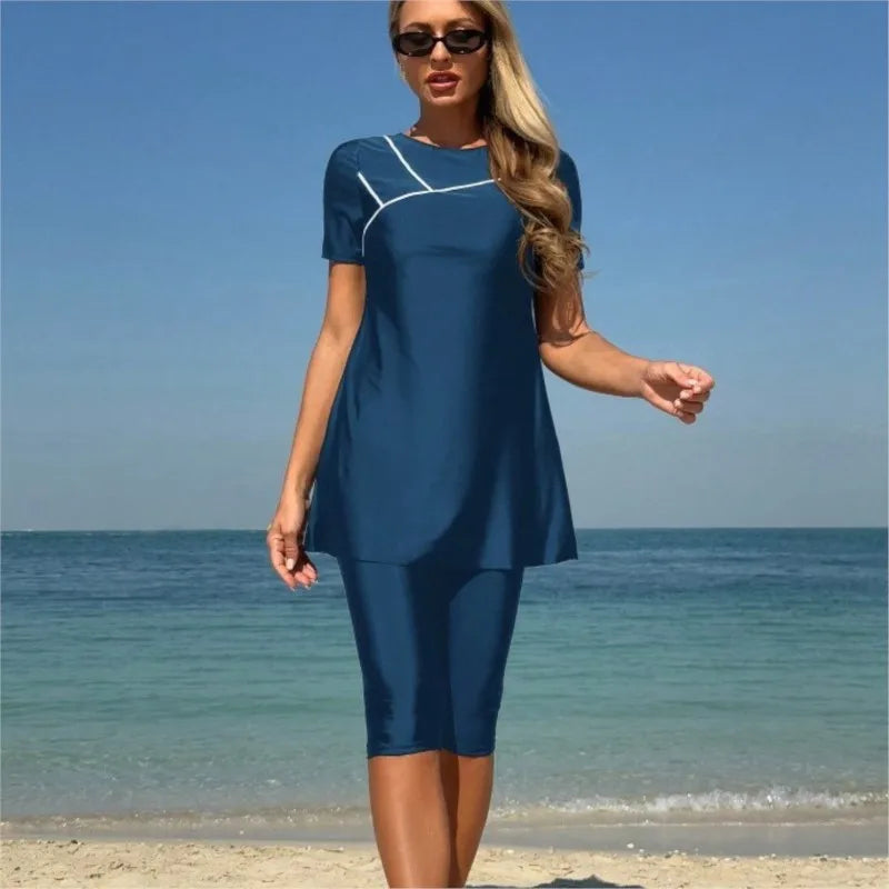 New Cover Ups Sexy Swimsuit Women Summer Bathing Suit Bikini Set Short Sleeve Swimwear Women Beach Swimming Suit For Female