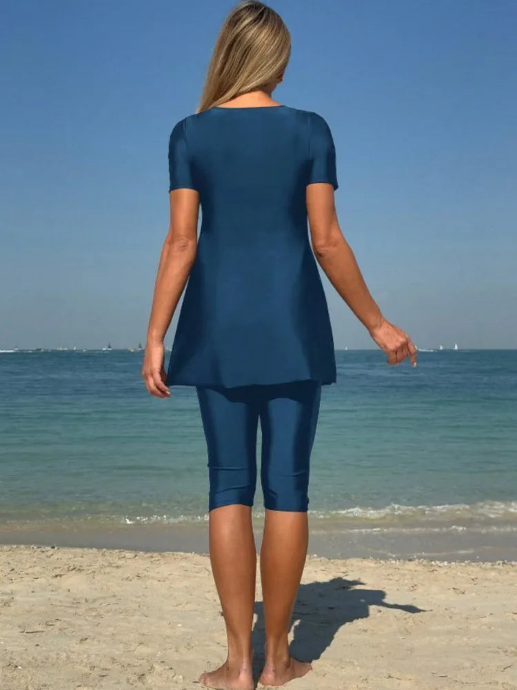 New Cover Ups Sexy Swimsuit Women Summer Bathing Suit Bikini Set Short Sleeve Swimwear Women Beach Swimming Suit For Female