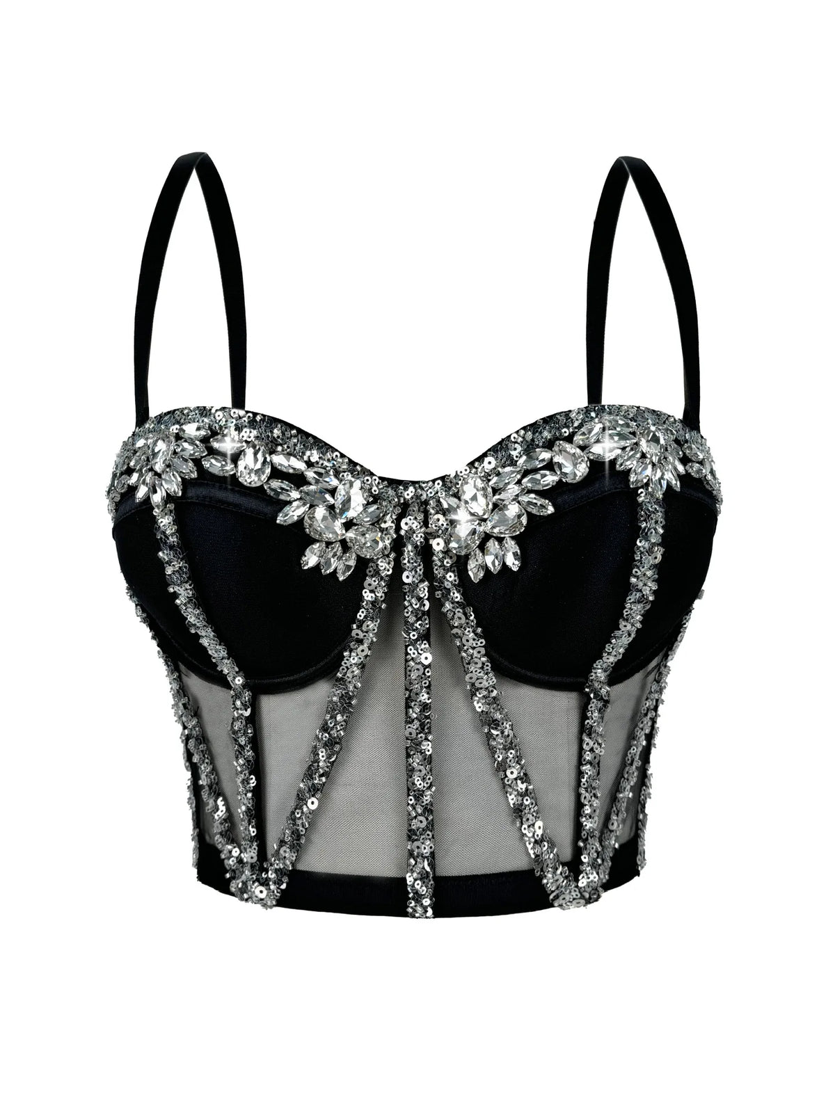 Rhinestones Female Corset Top Women Camis Nightclub Pearls Short Chest Binder Sexy Camisole Mujer Lingerie Tube Bra Debardeur