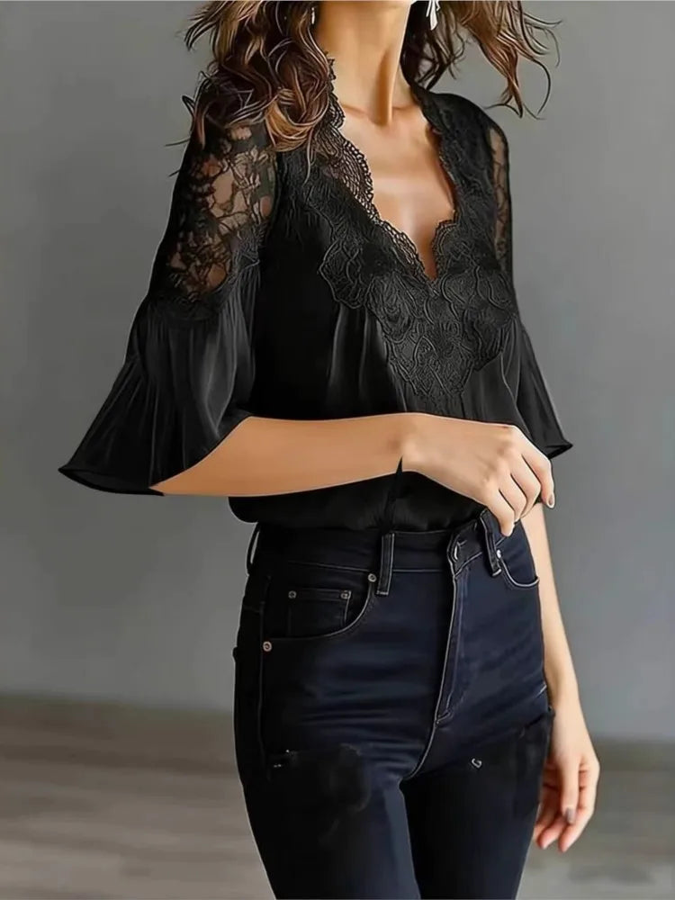 Women Blouses 2026 Spring Summer Short Sleeve Blouse Woman Blouse Shirt Office Elegant Work Shirt Top Blusas Mujer De Moda