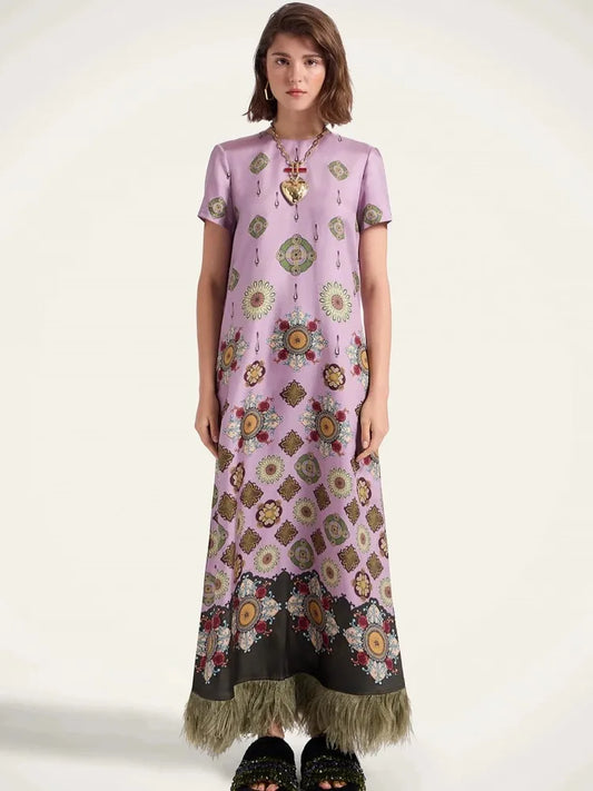 African Dresses For Women Elegant Short Sleeve Dashiki Maxi A-Line Dress Ladies Traditional African Clothing Fairy Dreaes