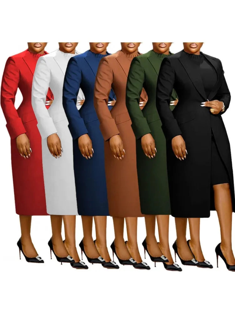 2 Piece Blazer And Sleeveless Dress Sets Plus Size Clothes Dresses For Women's Clothing 2025 Spring Autumn Big Size 3XL Oversize