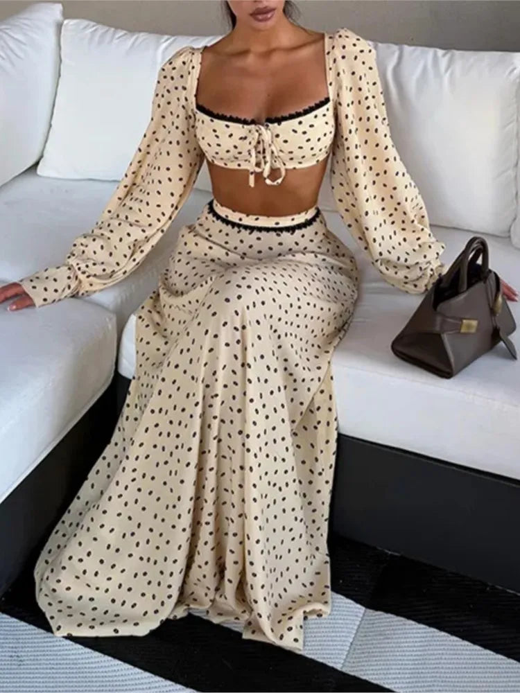 Swimwear Cover-up 2 Piece Set Women Crop Tops And Maxi Skirt Bathing Fashion Stripe Hollow Sexy Beach Cover Up Outfits