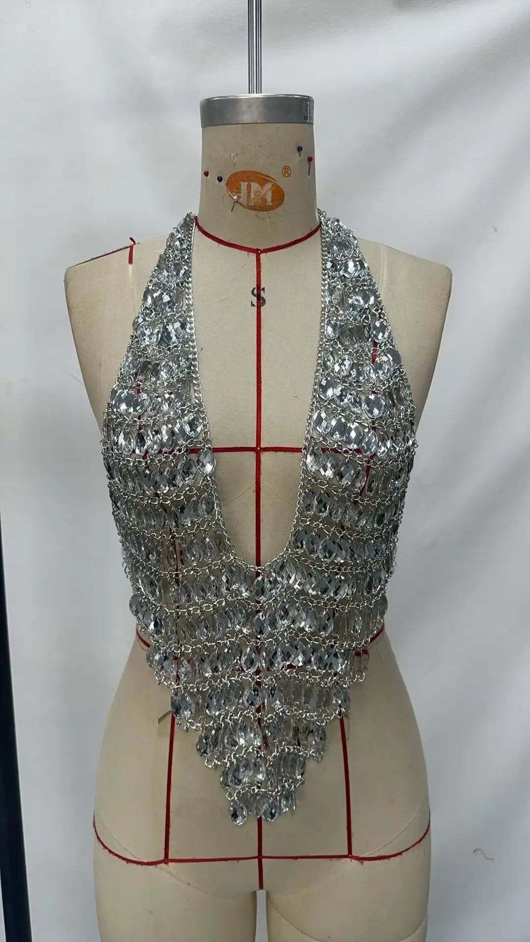 Chain Patchwork Beach Camisole Women V-Neck Sexy Backless Summer Trend Street Midnight Versatile Hottie Classic Tops