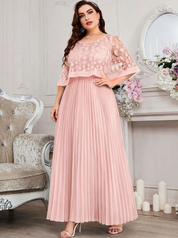 Two Piece Maxi Dress XL-4XL Plus Size Clothes Dresses Women Robes Summer half Sleeve Street Style Casual 3XL 4XL Big Size Lace Maxi Dress Oversize