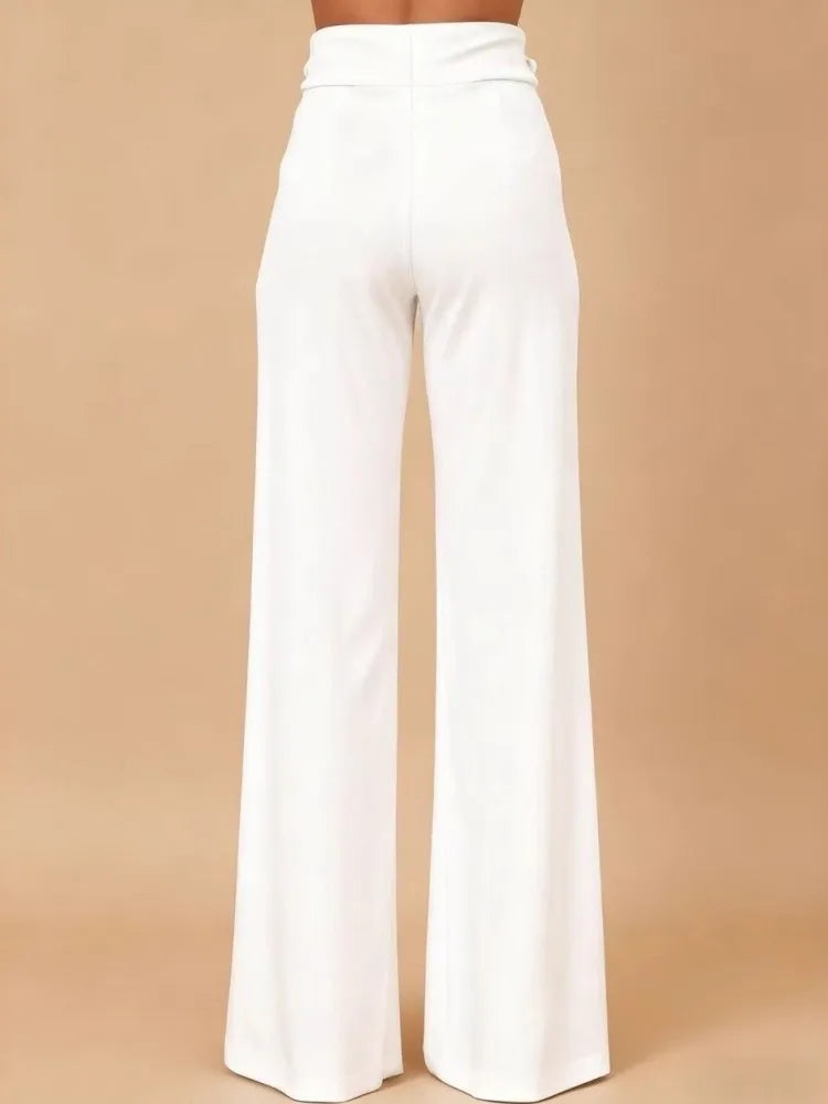 Women High Waist Wide Leg Pants Shiny Fuchsia Straight Pants Long Palazzo Casual Trendy Trousers 2026 Spring Autumn New