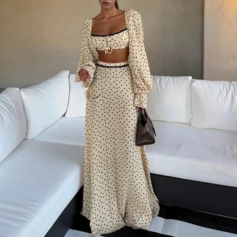 Swimwear Cover-up 2 Piece Set Women Crop Tops And Maxi Skirt Bathing Fashion Stripe Hollow Sexy Beach Cover Up Outfits