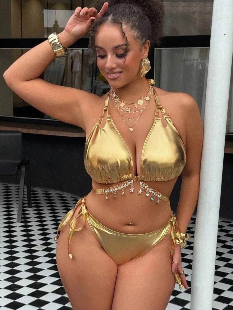Plus Size High Waist Bikini Women's Push Up Large Size Swimsuit 2026 Summer Mujer Big Size Tummy Control Swimwear Bikini Sets