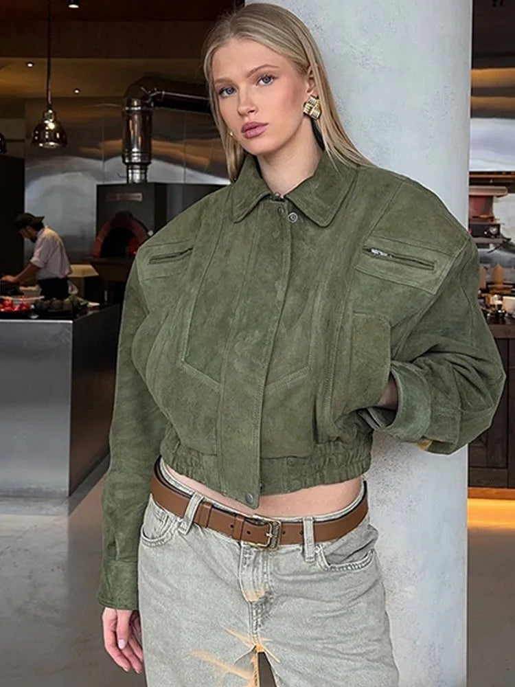 2026 Winter Suede Bomber Jackets For Women Outerwears Oversized Jacket Woman Streetwear Zip Women's Coats Padded Varsity Jackets