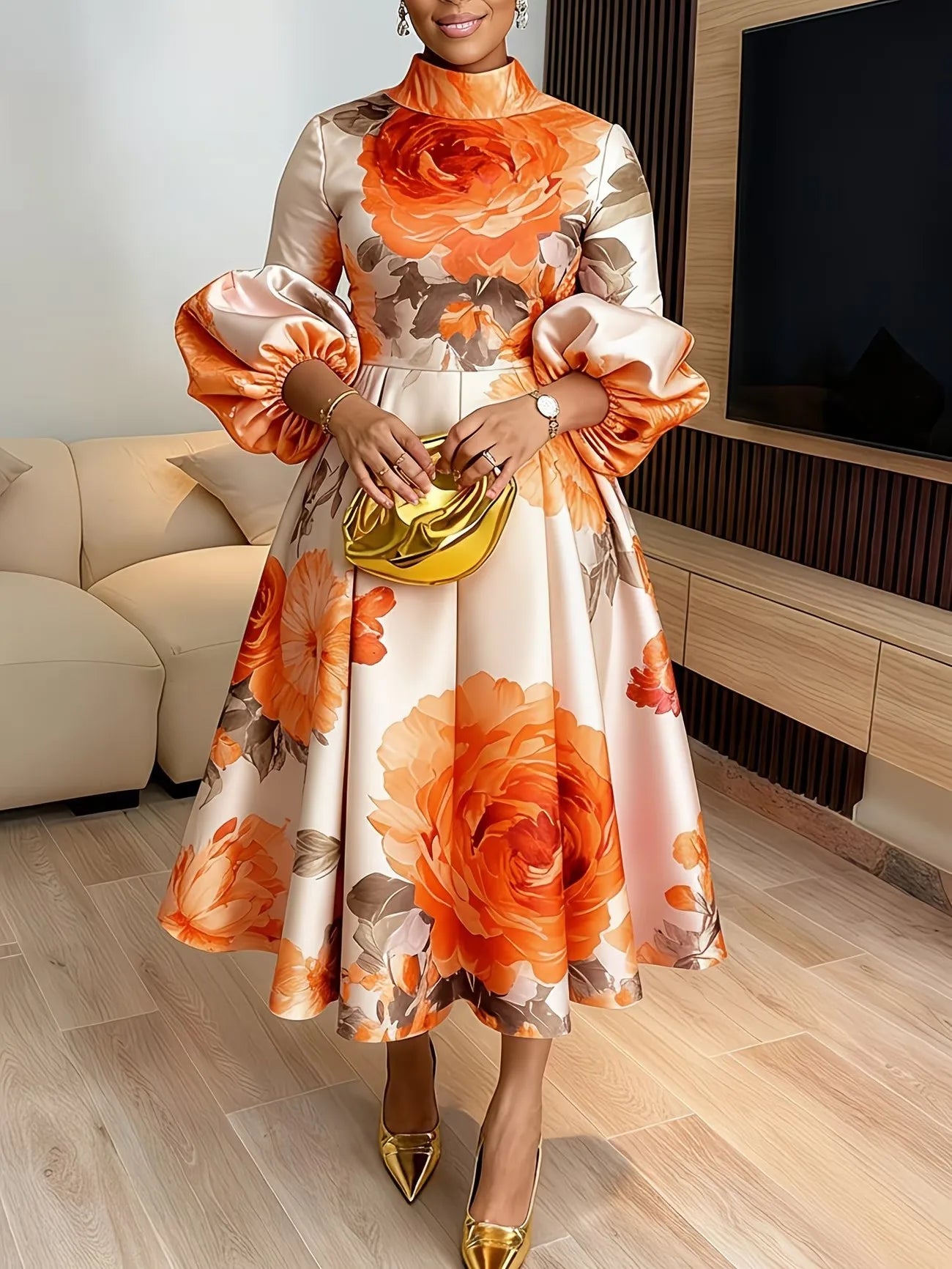 L-5XL Plus Size Clothes Dresses Women Robes Spring Summer 3/4 Sleeve Street Style Casual 3XL 4XL Big Size Midi Dress Oversized
