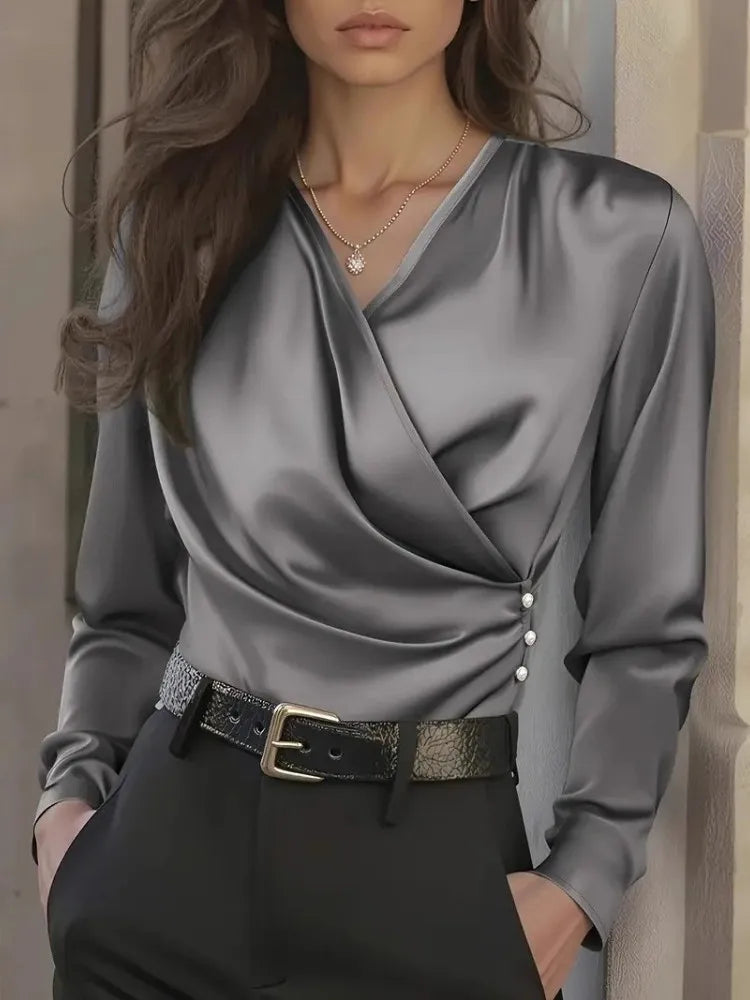 Women Blouses 2026 Spring Summer Long Sleeve Blouse Woman Blouse Shirt Office Elegant Work Shirt Top Blusas Mujer De Moda