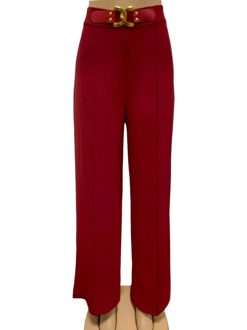 Women High Waist Wide Leg Pants Shiny Fuchsia Straight Pants Long Palazzo Casual Trendy Trousers 2026 Spring Autumn New