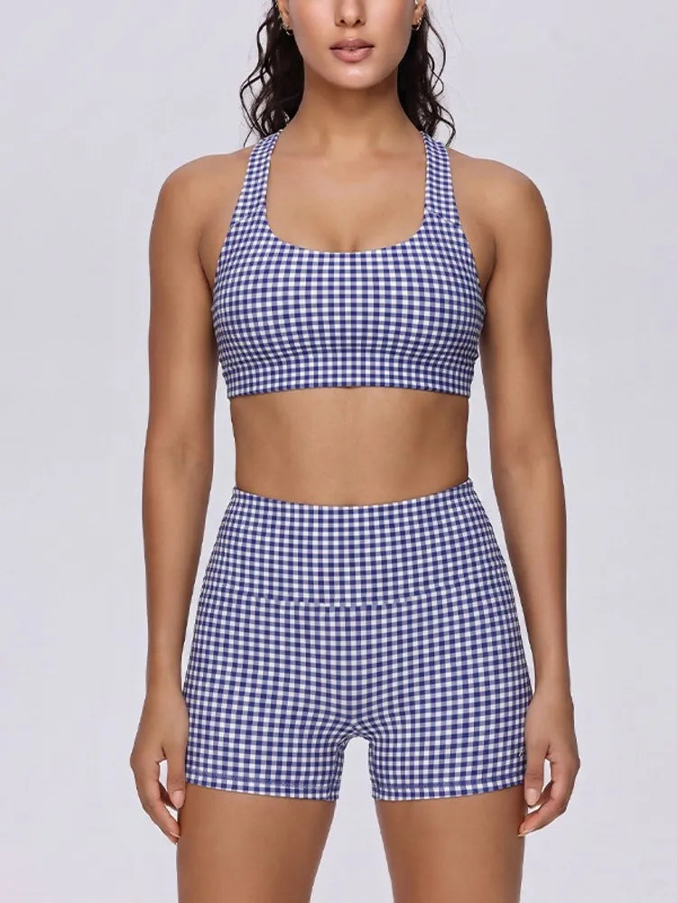 2 Piece Sets Women Quick-Dry Sports Set U-Neck Sleeveless Top Shorts Running Fitness Workout Athletic Wear Tracksuit Sportswear